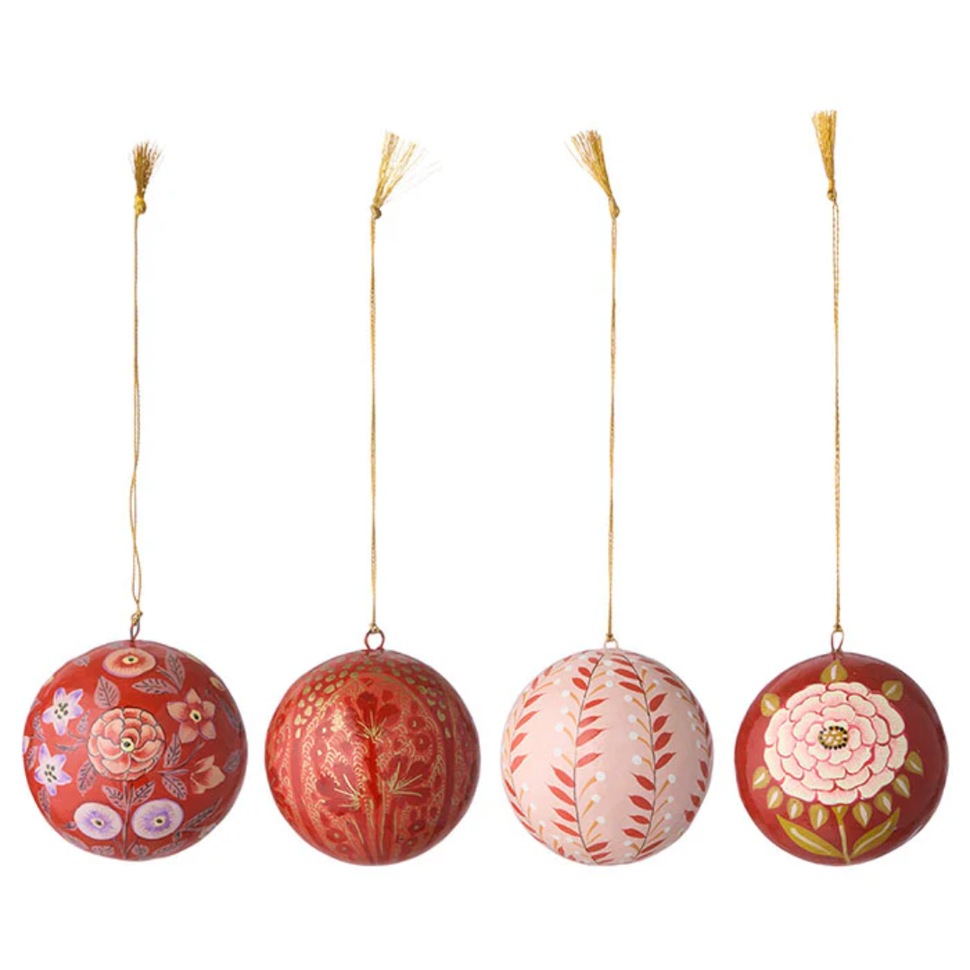 Paper Máché Baubles 4 Pcs